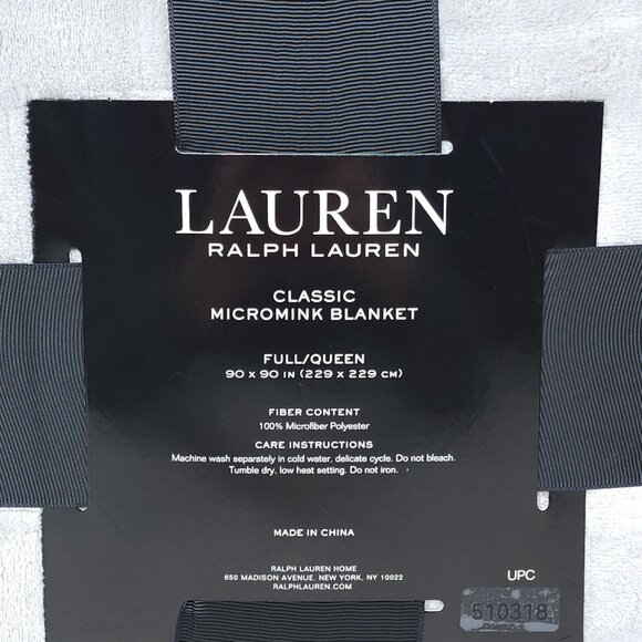 Lauren Ralph Lauren Classic Micromink Blanket Queen 90x90" Luxuriously Soft Gray - Picture 4 of 10